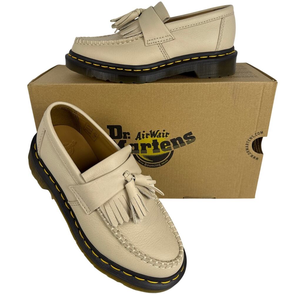 Dr. Martens Adrian Loafer with Tassels Parchment Beige Leather US W5 UK3